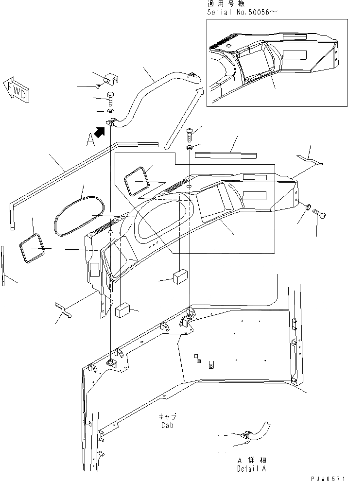 Схема запчастей Komatsu WA1200-3 - КАБИНА (ПЕРЕДН. ИНТЕРЬЕР COVER)(№-7) КАБИНА ОПЕРАТОРА И СИСТЕМА УПРАВЛЕНИЯ