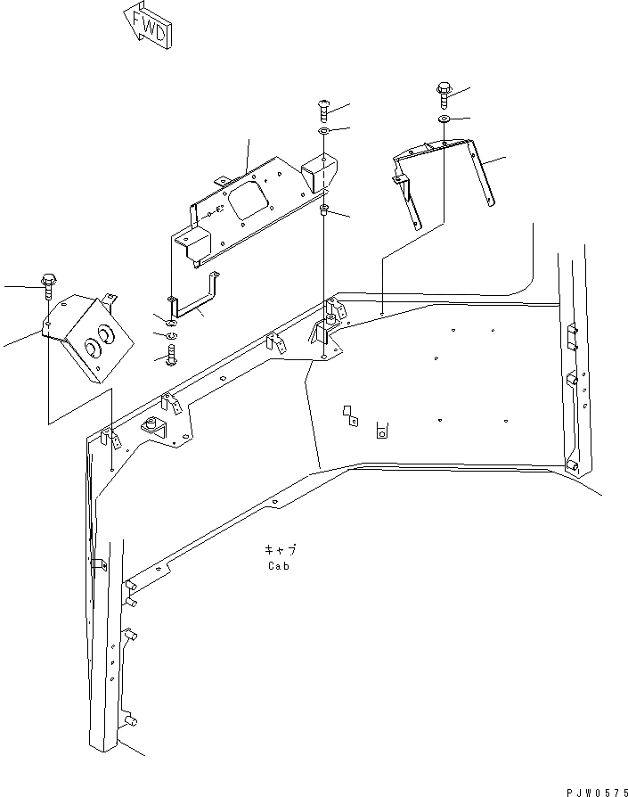 Схема запчастей Komatsu WA1200-3 - КАБИНА (ПЕРЕДН. ИНТЕРЬЕР КОРПУС¤ НИЖН.)(№-) КАБИНА ОПЕРАТОРА И СИСТЕМА УПРАВЛЕНИЯ