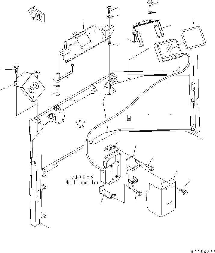 Схема запчастей Komatsu WA1200-3 - КАБИНА (ПЕРЕДН. ИНТЕРЬЕР КОРПУС¤ НИЖН.)(№-) КАБИНА ОПЕРАТОРА И СИСТЕМА УПРАВЛЕНИЯ