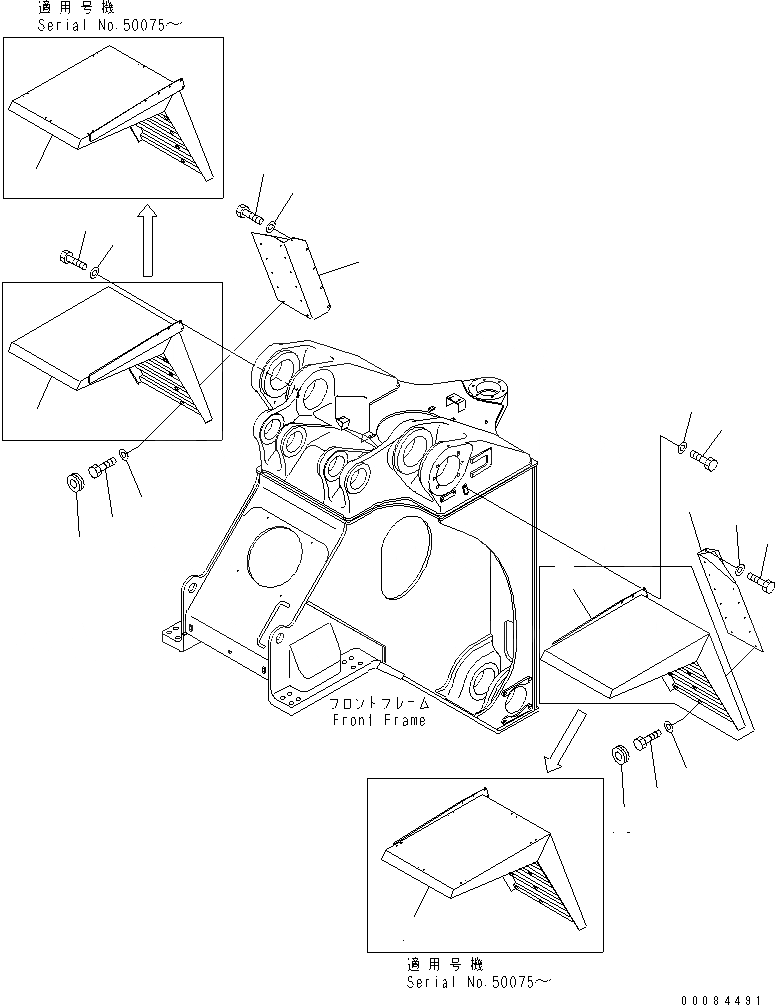Схема запчастей Komatsu WA1200-3 - ПЕРЕДН. КРЫЛО ЧАСТИ КОРПУСА