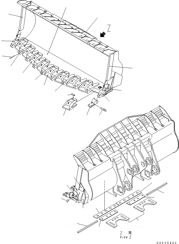 Схема запчастей Komatsu WA1200-3 - КОВШ¤ M (V-ОБРАЗН) (С ЗУБЬЯМИ)(№-) РАБОЧЕЕ ОБОРУДОВАНИЕ