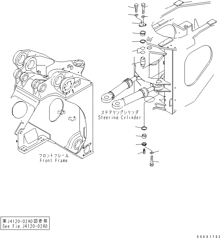 Схема запчастей Komatsu WA1200-3 - ПЕРЕДН. РАМА (ЦИЛИНДР РУЛЕВ. УПР-Я ПАЛЕЦ)(№79-) ОСНОВН. КОМПОНЕНТЫ И РЕМКОМПЛЕКТЫ