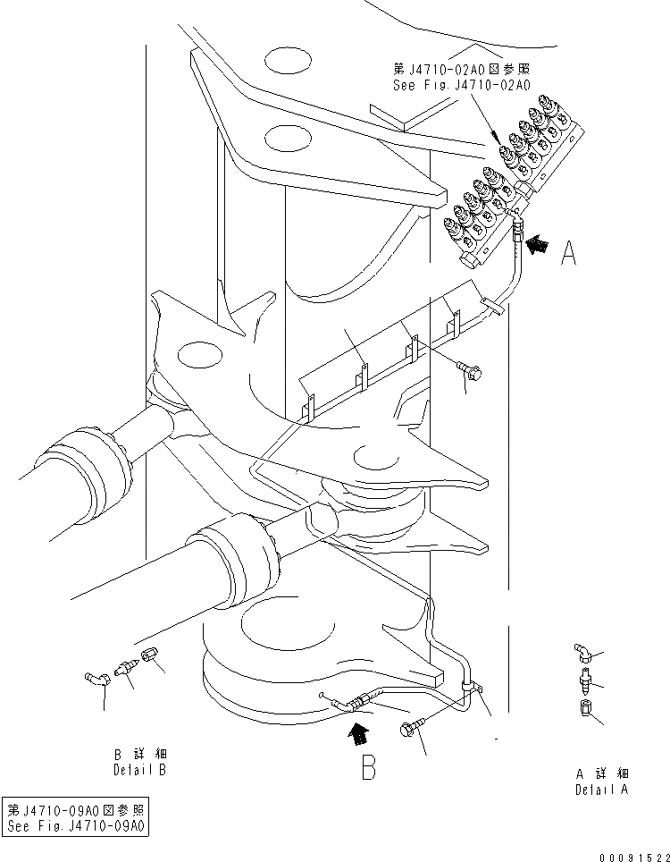 Схема запчастей Komatsu WA1200-3 - ЗАДН. РАМА (АВТОМАТИЧ. СМАЗ. ЛИНИЯ) (НИЖН. ПАЛЕЦЛИНИЯ)(№79-) ОСНОВН. КОМПОНЕНТЫ И РЕМКОМПЛЕКТЫ