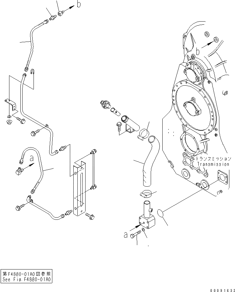 Схема запчастей Komatsu WA1200-3 - ЗАДН. РАМА (ТРАНСМИССИЯ МАСЛОНАЛИВНОЙ ПАТРУБОК) (МАСЛОНАЛИВНОЙ ПАТРУБОК ТРУБЫ)(№79-) ОСНОВН. КОМПОНЕНТЫ И РЕМКОМПЛЕКТЫ