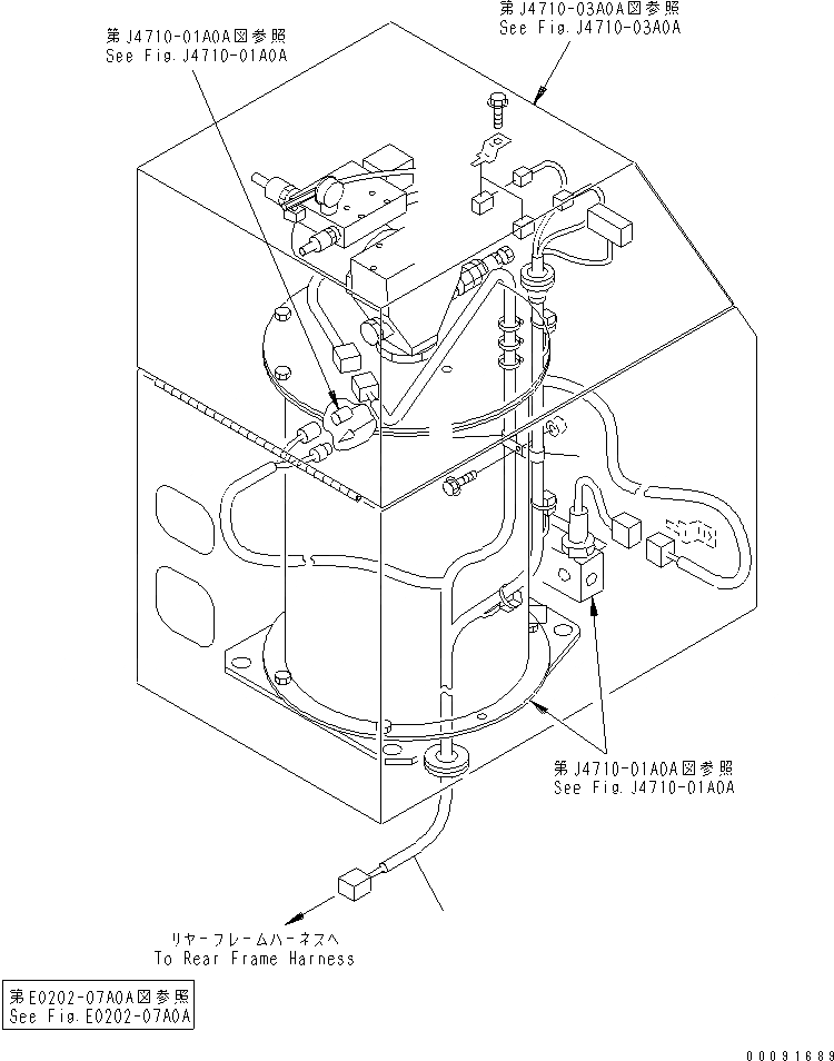 Схема запчастей Komatsu WA1200-3 - ЗАДН. РАМА (ЗАДН. Э/ПРОВОДКА) (АВТОМАТИЧ. СМАЗ. ЛИНИЯ)(№79-) ОСНОВН. КОМПОНЕНТЫ И РЕМКОМПЛЕКТЫ