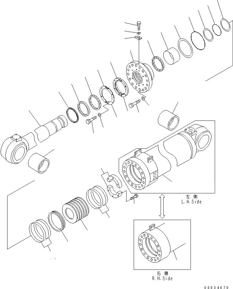Схема запчастей Komatsu WA1200-3 - ГИДРОЦИЛИНДР КОВША(№9-) ОСНОВН. КОМПОНЕНТЫ И РЕМКОМПЛЕКТЫ