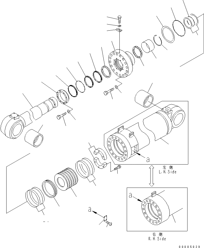 Схема запчастей Komatsu WA1200-3 - ГИДРОЦИЛИНДР КОВША(№8-) ОСНОВН. КОМПОНЕНТЫ И РЕМКОМПЛЕКТЫ