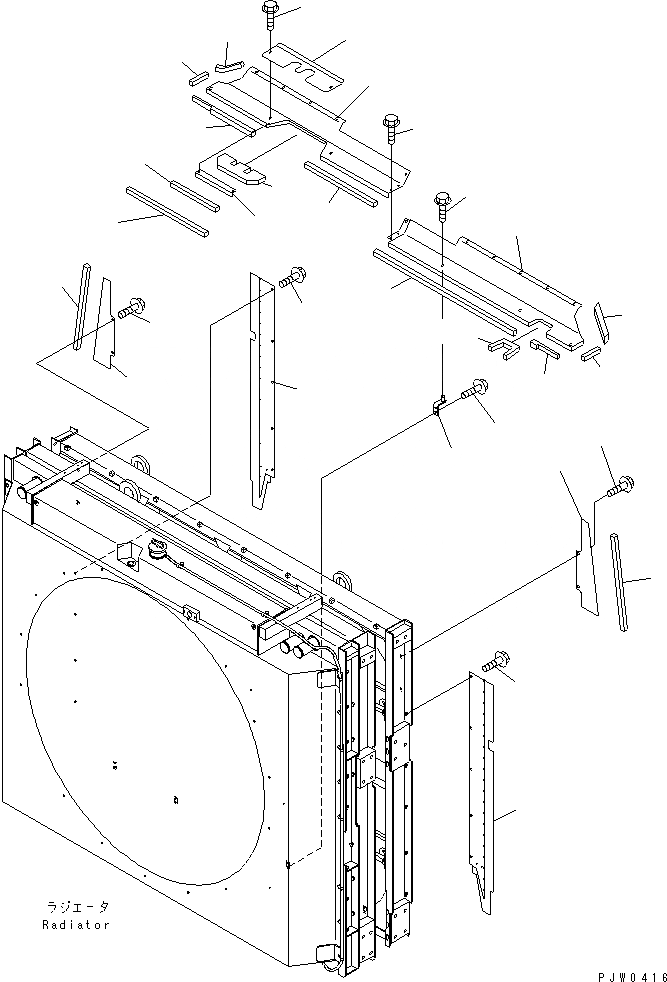 Схема запчастей Komatsu WA1200-3 - ЗАЩИТА ВЕНТИЛЯТОРА (ДЕФЛЕКТОР И ЩИТКИ¤ /) СИСТЕМА ОХЛАЖДЕНИЯ