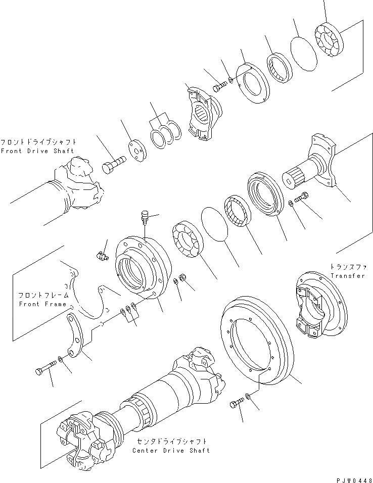 Схема запчастей Komatsu WA1200-3 - ВЕДУЩ. ВАЛ (ЦЕНТР. СУППОРТ) ГИДРОТРАНСФОРМАТОР И ТРАНСМИССИЯ