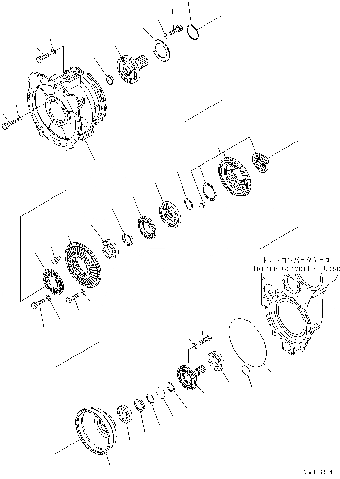 Схема запчастей Komatsu WA1200-3 - КОРПУС ГИДРОТРАНСФОРМАТОРА ГИДРОТРАНСФОРМАТОР И ТРАНСМИССИЯ