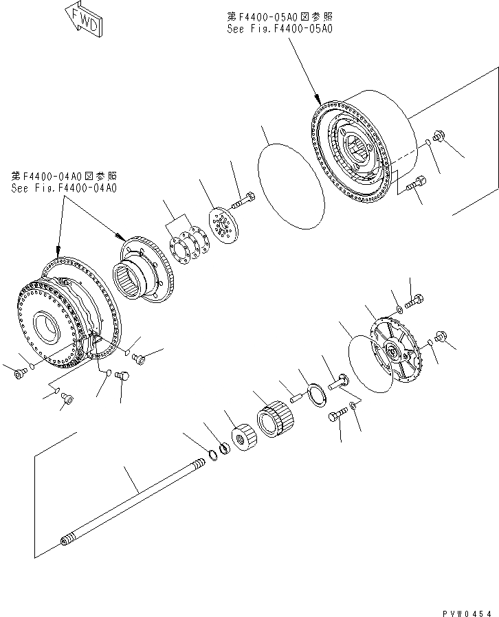 Схема запчастей Komatsu WA1200-3 - ПЕРЕДНИЙ МОСТ (КОНЕЧНАЯ ПЕРЕДАЧА¤ /) (ПРАВ.) ГИДРОТРАНСФОРМАТОР И ТРАНСМИССИЯ