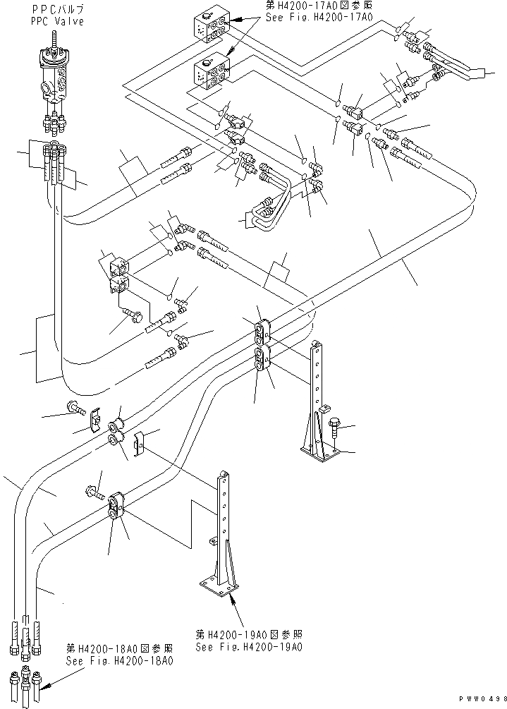 Схема запчастей Komatsu WA1200-3 - ГИДРАВЛ ЛИНИЯ (ЛИНИЯ КЛАПАНА PPC ЗАДН. /) ГИДРАВЛИКА