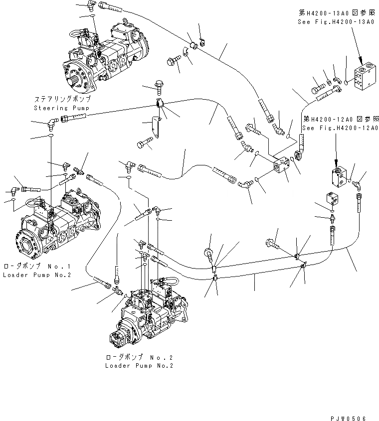 Схема запчастей Komatsu WA1200-3 - ГИДРАВЛ ЛИНИЯ (ГЛАВН. КЛАПАН УПРАВЛ-Е ЛИНИЯ) ГИДРАВЛИКА
