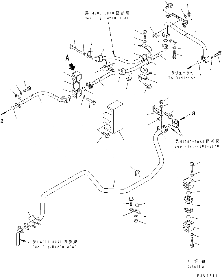Схема запчастей Komatsu WA1200-3 - ГИДРАВЛ ЛИНИЯ (ЛИНИЯ ОХЛАЖДЕНИЯ /) ГИДРАВЛИКА