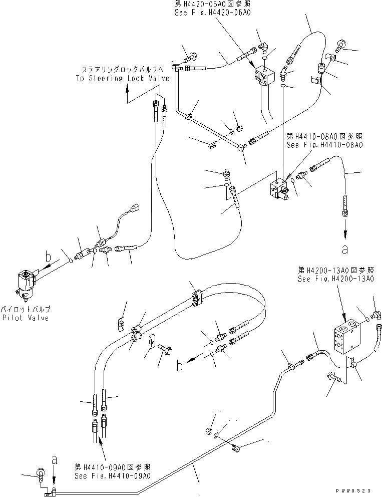 Схема запчастей Komatsu WA1200-3 - ГИДРОЛИНИЯ РУЛЕВОГО УПРАВЛЕНИЯ (ГЛАВН. КЛАПАН УПРАВЛ-Е ЛИНИЯ /) ГИДРАВЛИКА