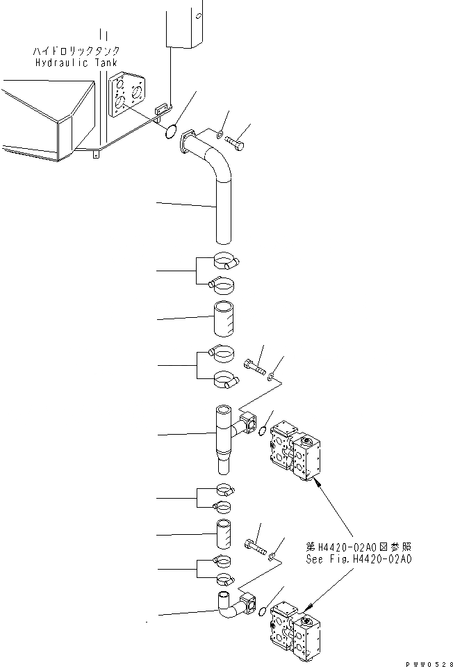 Схема запчастей Komatsu WA1200-3 - ЛИНИЯ ЭКСТРЕНН. РУЛЕВ. УПРАВЛ-Я (ВСАСЫВ. ТРУБЫ) ГИДРАВЛИКА