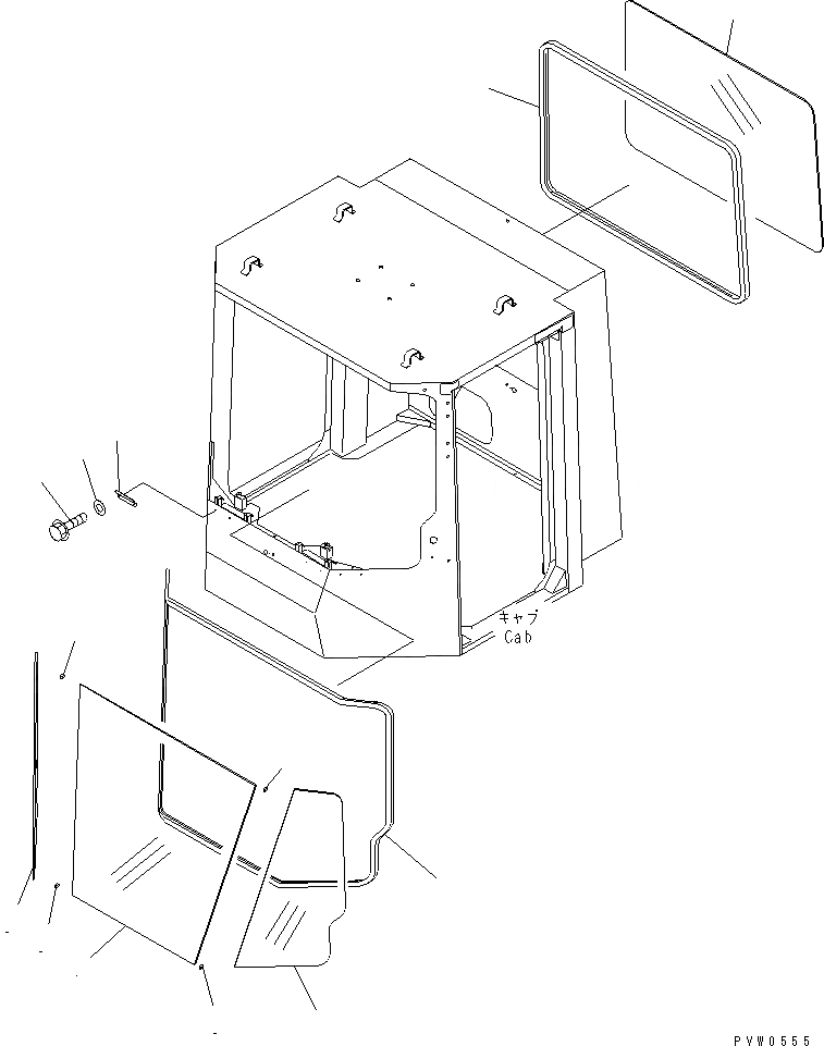 Схема запчастей Komatsu WA1200-3 - КАБИНА (ОКНА) КАБИНА ОПЕРАТОРА И СИСТЕМА УПРАВЛЕНИЯ
