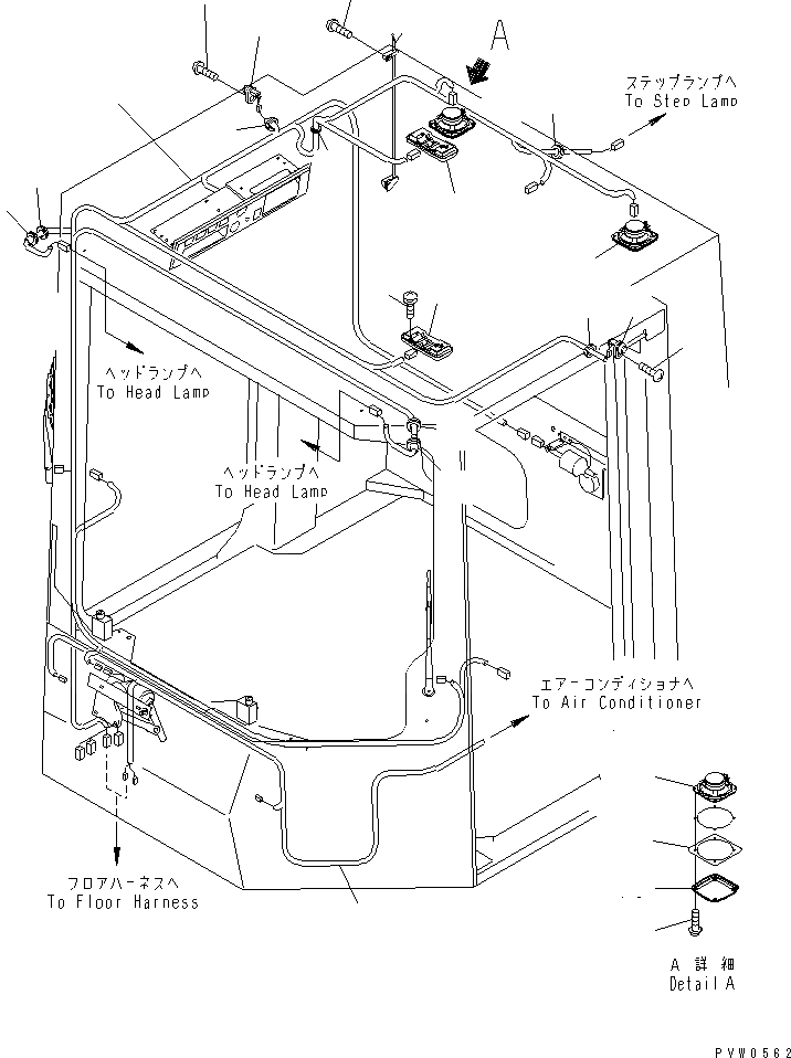 Схема запчастей Komatsu WA1200-3 - КАБИНА (ЭЛЕКТРИКА) КАБИНА ОПЕРАТОРА И СИСТЕМА УПРАВЛЕНИЯ