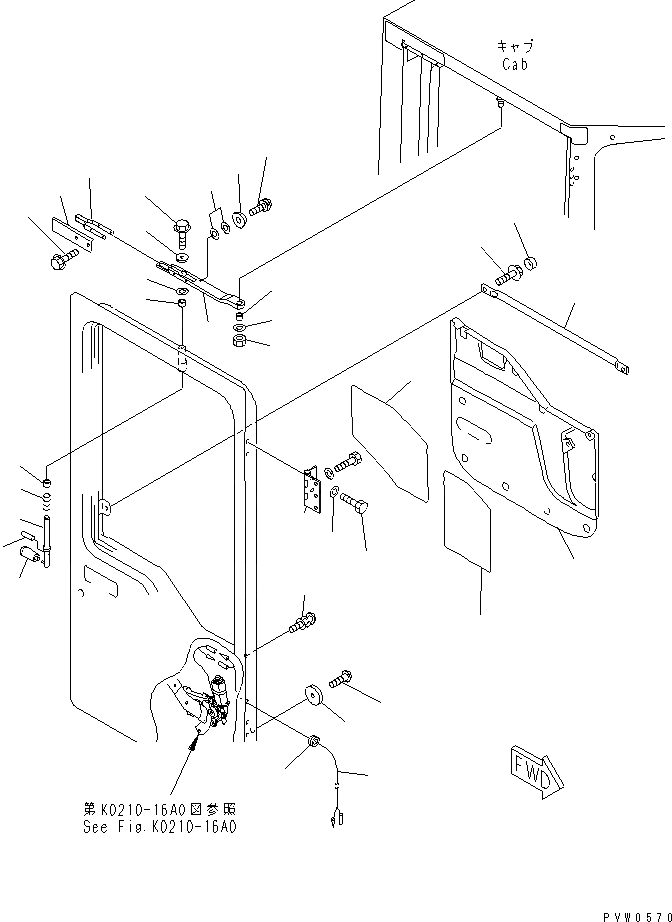 Схема запчастей Komatsu WA1200-3 - КАБИНА (ПРАВ. ДВЕРЬ В СБОРЕ¤ /) (ДВЕРЬ ФИКСАТОР ОТКРЫТИЯ¤ ПОДУШКА И  РУЧКА) КАБИНА ОПЕРАТОРА И СИСТЕМА УПРАВЛЕНИЯ