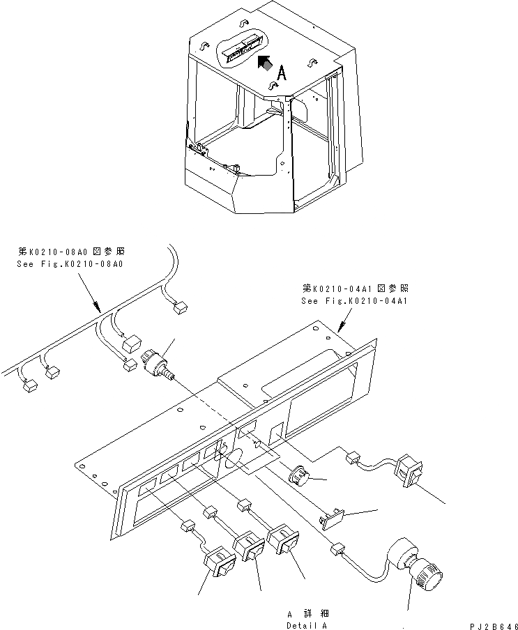 Схема запчастей Komatsu WA1200-3 - КАБИНА (ДЛЯ ПОДОГРЕВED СТЕКЛА) (TOP ПАНЕЛЬ ПЕРЕКЛЮЧАТЕЛЬ) КАБИНА ОПЕРАТОРА И СИСТЕМА УПРАВЛЕНИЯ