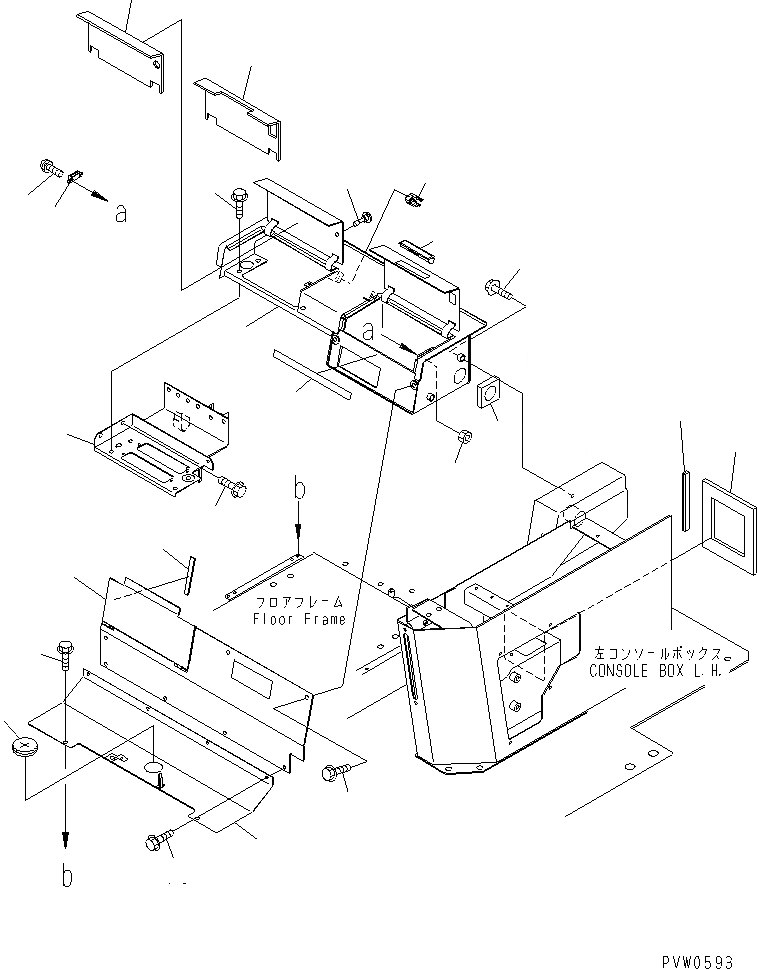 Схема запчастей Komatsu WA1200-3 - ПОЛ SUB (КОНДИЦ. ВОЗДУХА И ОБОГРЕВАТЕЛЬ. COVERNSOLE КОРПУС) (ЗАДН. КОНСОЛЬН. БЛОК)(№-) КАБИНА ОПЕРАТОРА И СИСТЕМА УПРАВЛЕНИЯ