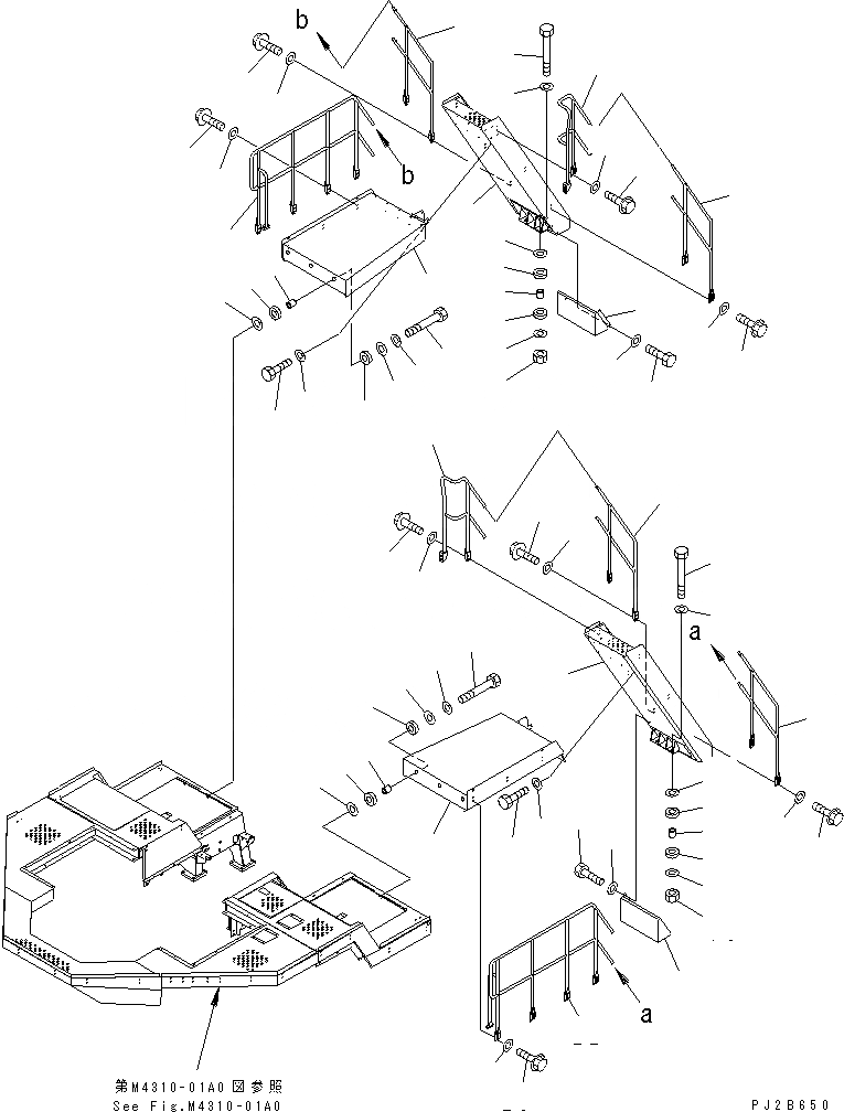 Схема запчастей Komatsu WA1200-3 - ПОРУЧНИ(ДЛЯ W/RH ACCESS) ЧАСТИ КОРПУСА