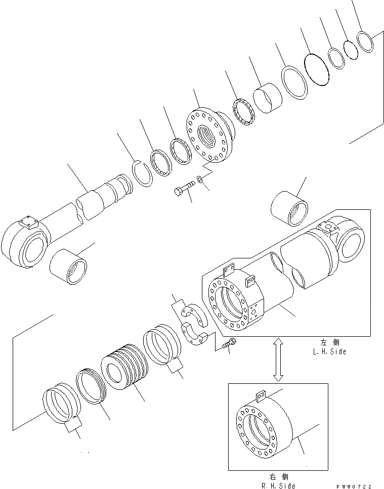 Схема запчастей Komatsu WA1200-3 - ГИДРОЦИЛИНДР КОВША ОСНОВН. КОМПОНЕНТЫ И РЕМКОМПЛЕКТЫ