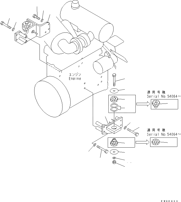 Схема запчастей Komatsu WA120L-3 - КРЕПЛЕНИЕ ДВИГАТЕЛЯ КОМПОНЕНТЫ ДВИГАТЕЛЯ