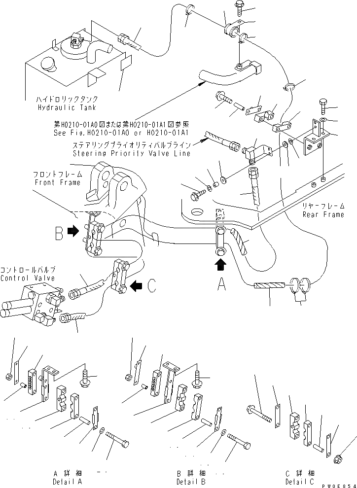 Схема запчастей Komatsu WA120L-3 - ГИДРОЛИНИЯ (ПРИОРИТЕТН. КЛАПАН - КОНТРОЛЬНЫЙ КЛАПАН¤ ВОЗВРАТН. ЛИНИЯ)(№-) ГИДРАВЛИКА