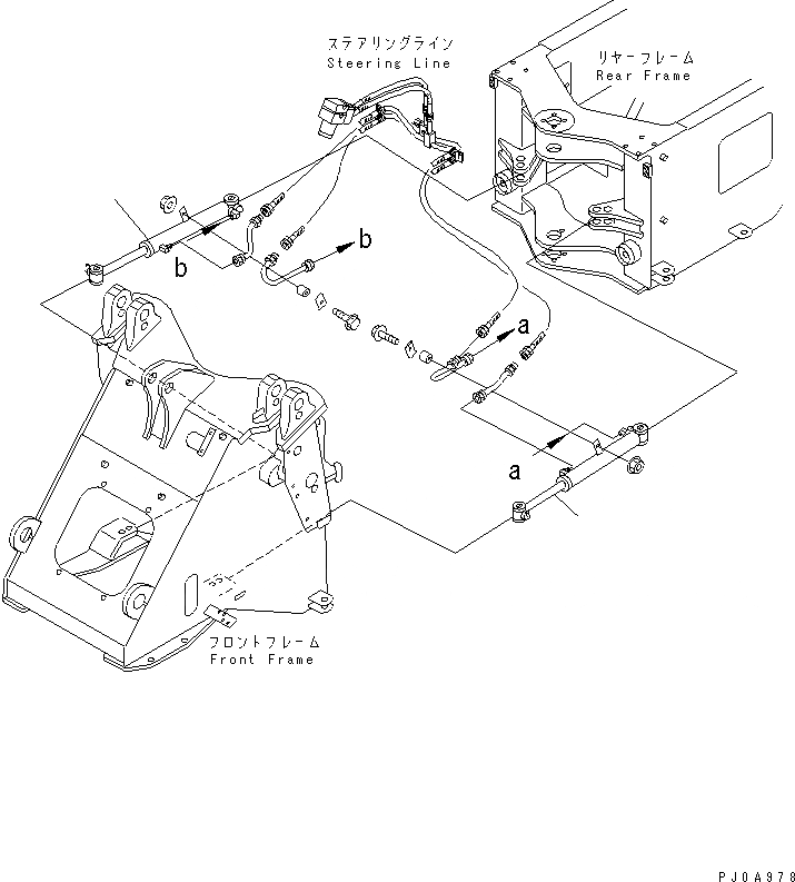 Схема запчастей Komatsu WA120L-3 - ЦИЛИНДР РУЛЕВ. УПР-Я ОСНОВНАЯ РАМА И ЕЕ ЧАСТИ