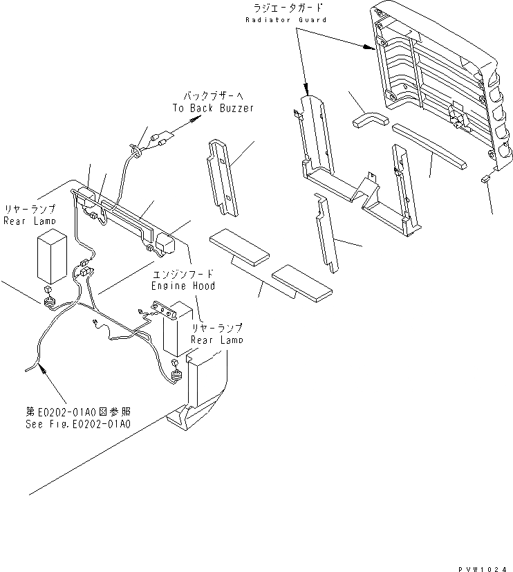 Схема запчастей Komatsu WA120L-3 - КАПОТ (ЗАЩИТА РАДИАТОРА) (ЭЛЕКТРИКА И ЩИТКИ) ЧАСТИ КОРПУСА