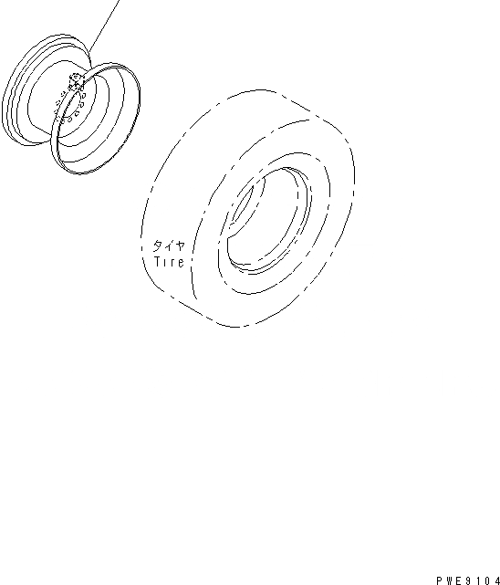 Схема запчастей Komatsu WA150-5 - ОБОД КОЛЕСА (.- ИЛИ 7.-¤ БЕСКАМЕРНЫЕ ШИНЫ) ( ЧАСТИ) ПОДВЕСКА И КОЛЕСА