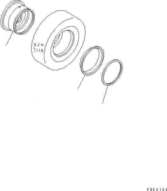 Схема запчастей Komatsu WA150-5 - ОБОД КОЛЕСА (.-¤ БЕСКАМЕРНЫЕ ШИНЫ) (OFF SET 9MM) ПОДВЕСКА И КОЛЕСА