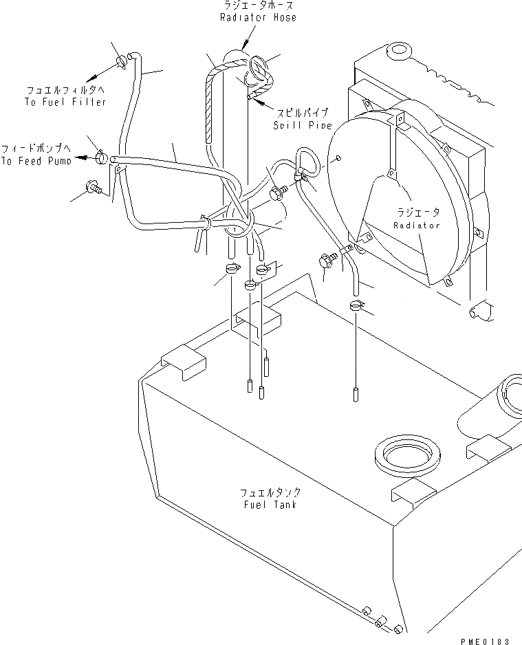 Схема запчастей Komatsu WA150-3-X - ТОПЛИВОПРОВОД.(№-) КОМПОНЕНТЫ ДВИГАТЕЛЯ И ЭЛЕКТРИКА