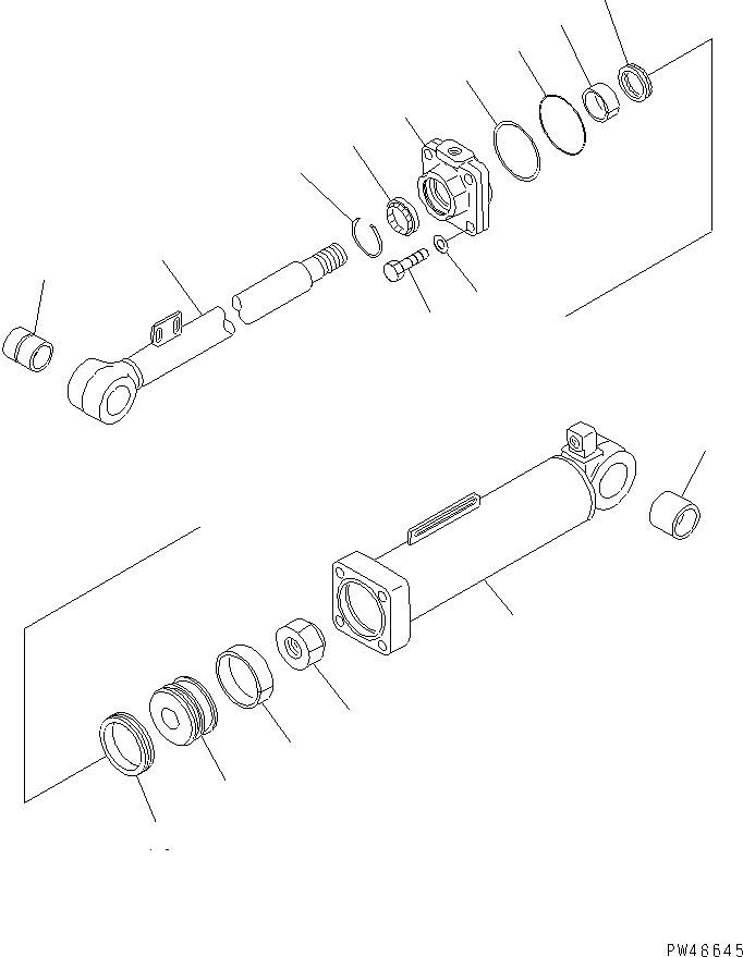 Схема запчастей Komatsu WA150-3-X - ГИДРОЦИЛИНДР КОВША (ДЛЯ ВЫСОК. ПОДЪЕМА РУКОЯТЬ) (БОЛЬШ. ТИП)(№-) УПРАВЛ-Е РАБОЧИМ ОБОРУДОВАНИЕМ
