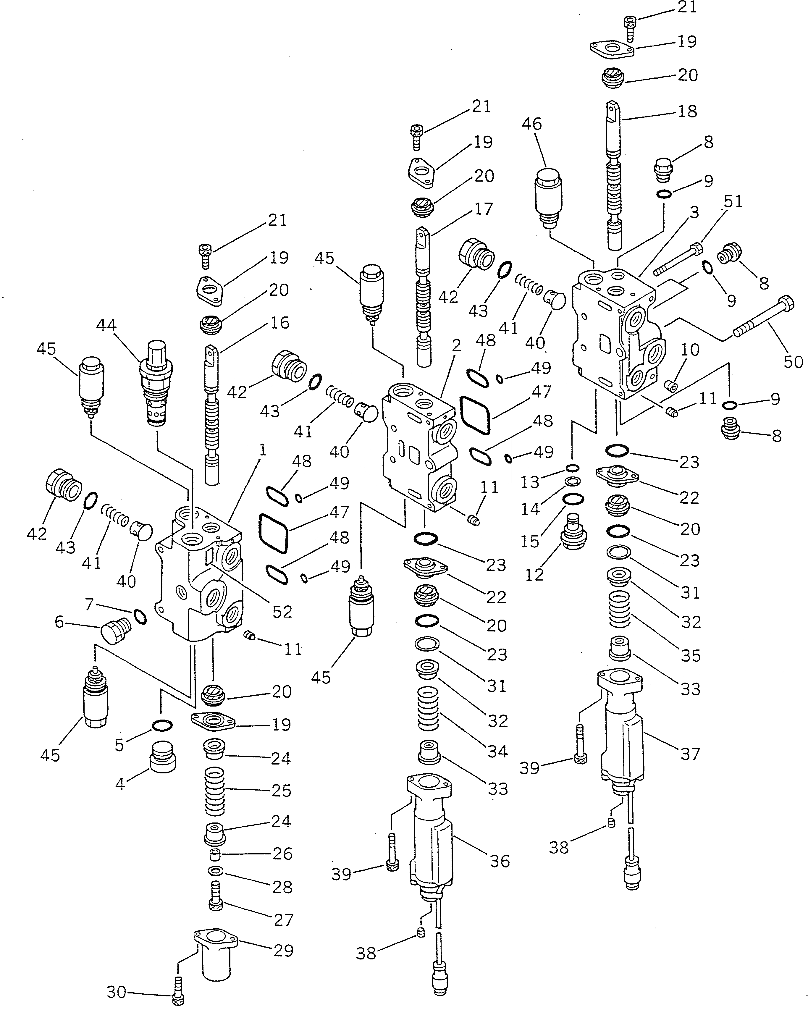 Схема запчастей Komatsu WA150-1 - 3-Х СЕКЦИОНН. КОНТРОЛЬН. КЛАПАН (/) УПРАВЛ-Е РАБОЧИМ ОБОРУДОВАНИЕМ