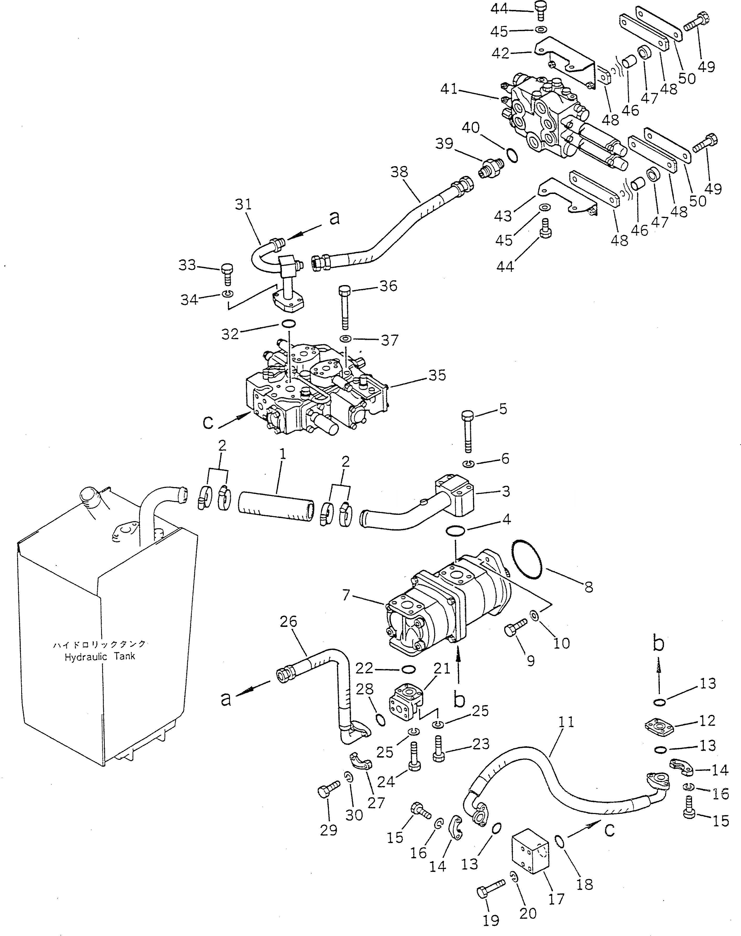 Схема запчастей Komatsu WA150-1 - ГИДРОЛИНИЯ (/)(№-9999) УПРАВЛ-Е РАБОЧИМ ОБОРУДОВАНИЕМ