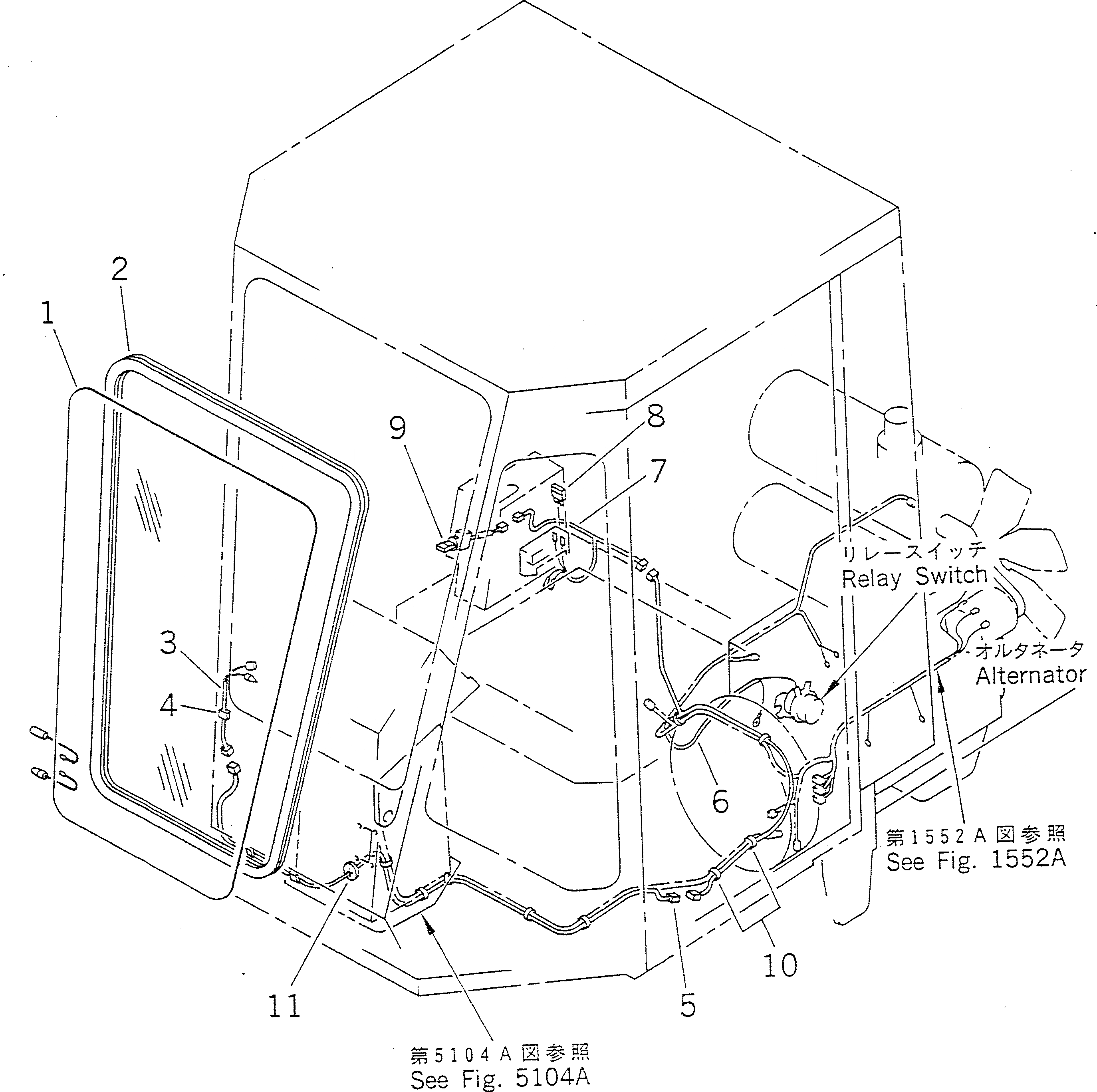 Схема запчастей Komatsu WA150-1 - АНТИОБЛЕДЕНИТЕЛЬ СТЕКЛА(№-) РАМА И ЧАСТИ КОРПУСА