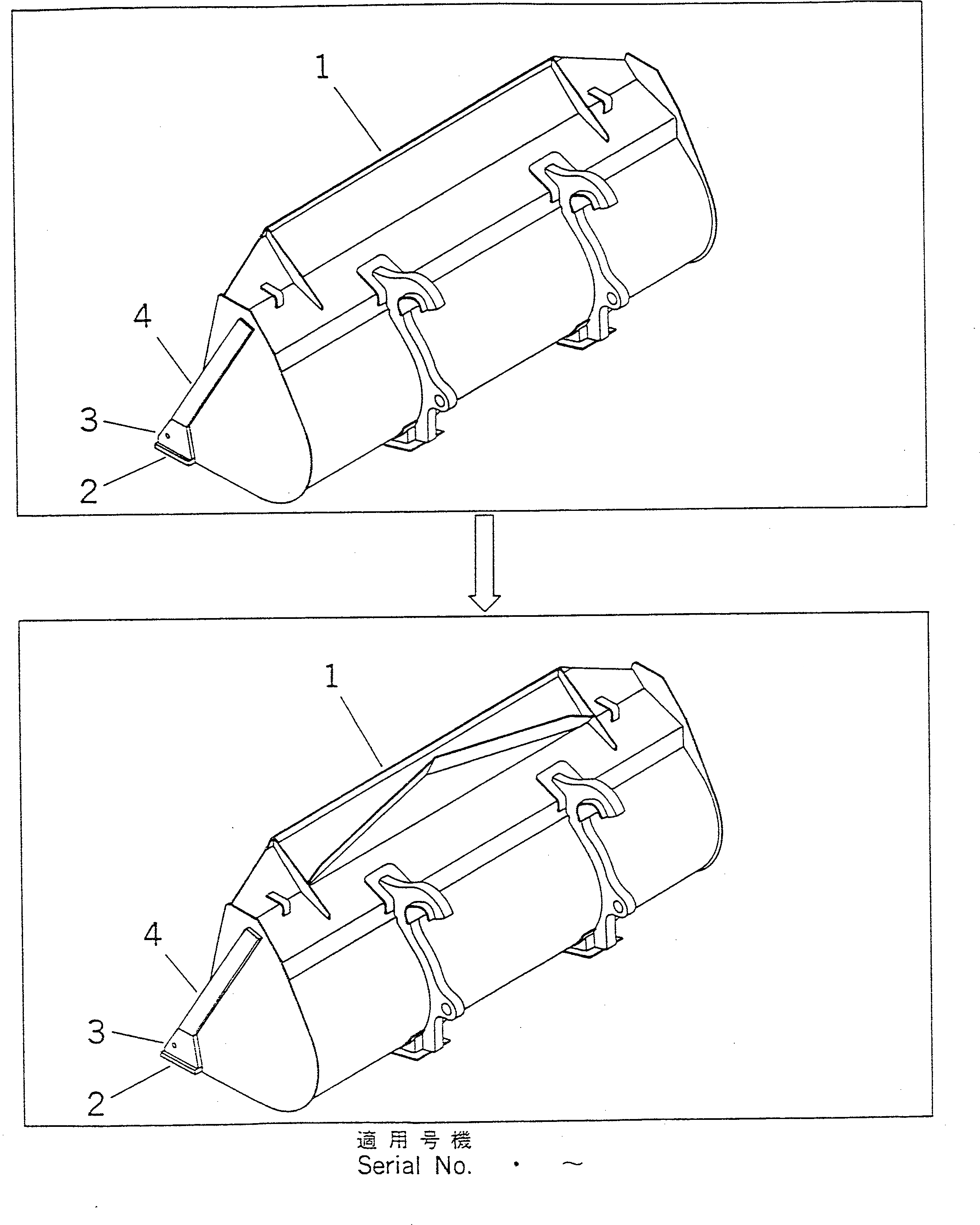 Схема запчастей Komatsu WA150-1 - КОВШ¤ .M (ДЛЯ СОЕДИНИТ. УСТР-ВО)(№-..) РАБОЧЕЕ ОБОРУДОВАНИЕ