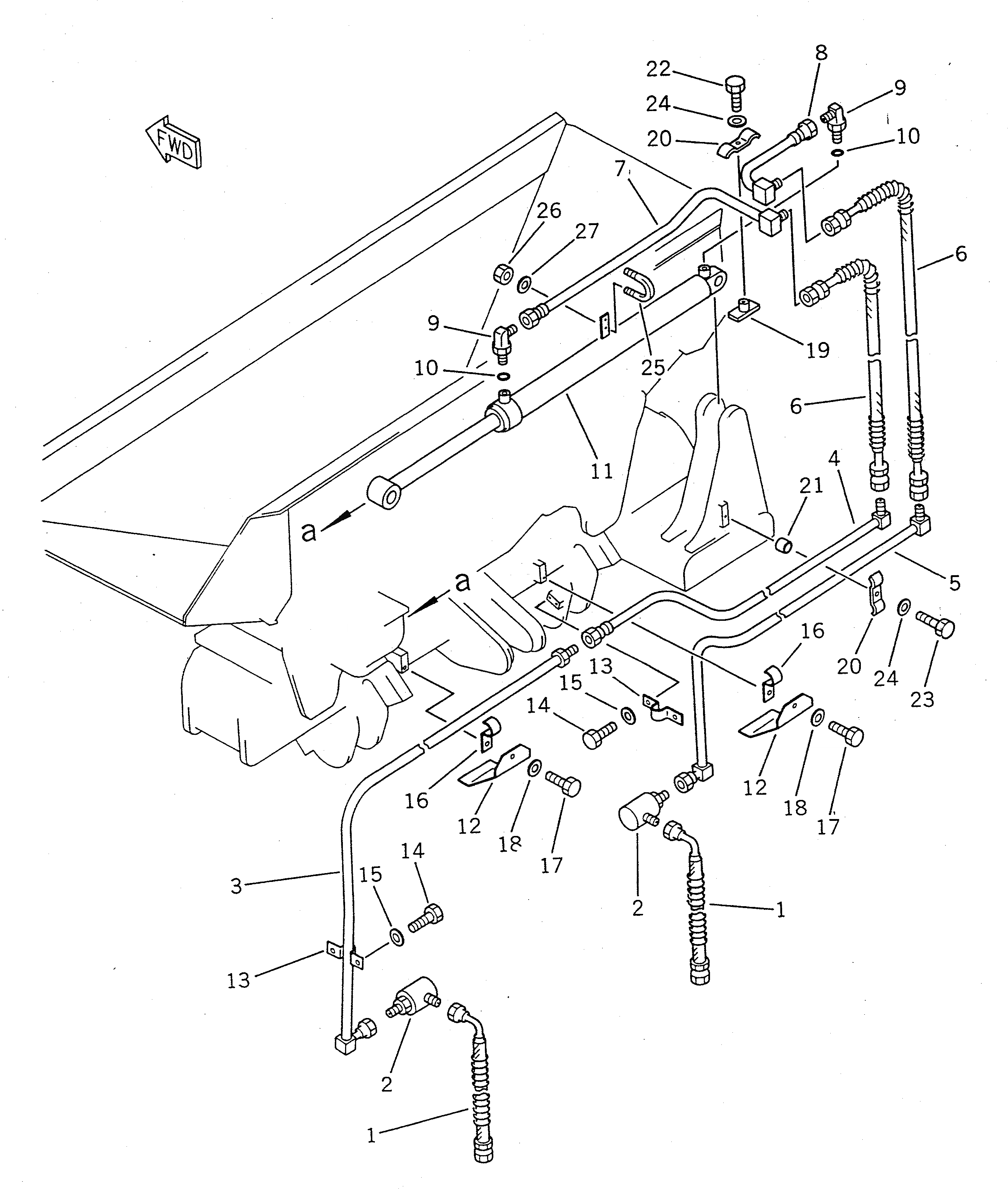 Схема запчастей Komatsu WA150-1 - КОВШ С 2-СТОРОНН. РАЗГРУЗКОЙ ЛИНИЯ ЦИЛИНДРА(№-.) СПЕЦ. APPLICATION ЧАСТИ