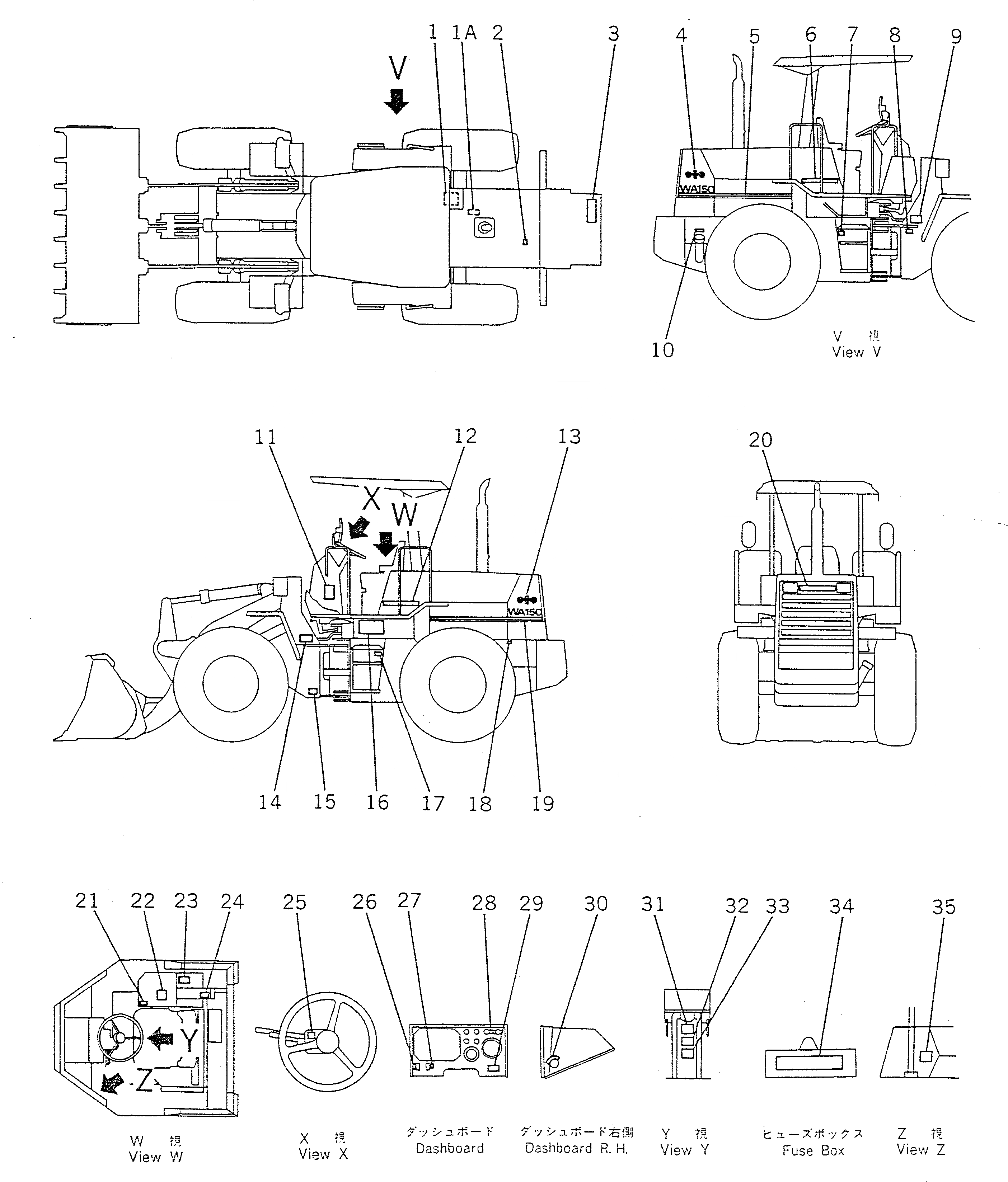 Схема запчастей Komatsu WA150-1 - МАРКИРОВКА (ЯПОН.) (С НАВЕСОМ)(№-7) МАРКИРОВКА¤ ИНСТРУМЕНТ И РЕМКОМПЛЕКТЫ