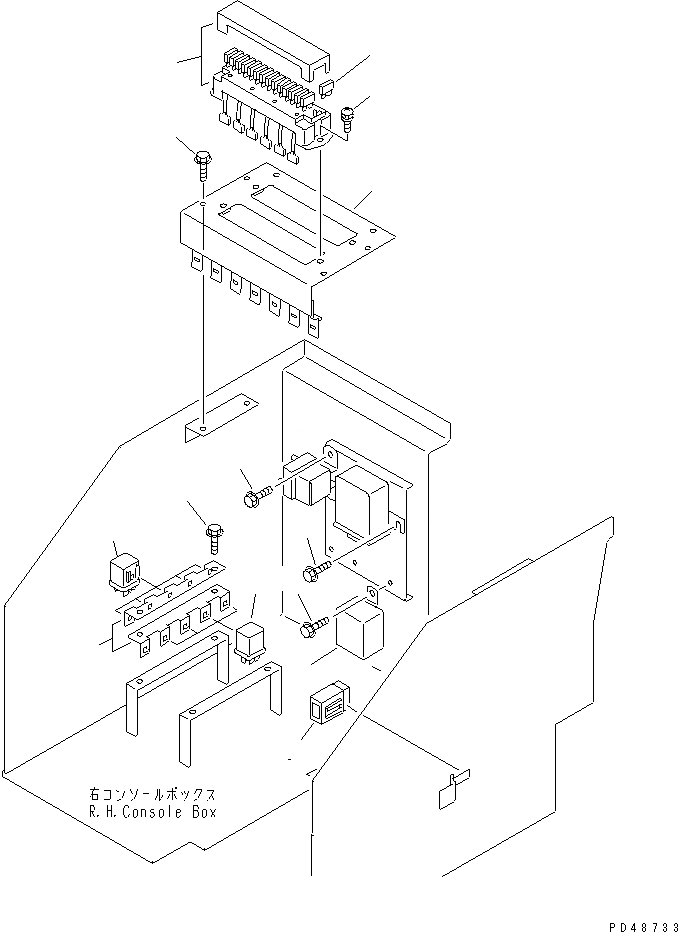 Схема запчастей Komatsu WA150-3-XW - ЭЛЕКТРИКА (ПРАВ. КОНСОЛЬН. БЛОК ЛИНИЯ) (С КАБИНОЙ ДЛЯ 2 ЧЕЛ.)(№-) КОМПОНЕНТЫ ДВИГАТЕЛЯ И ЭЛЕКТРИКА