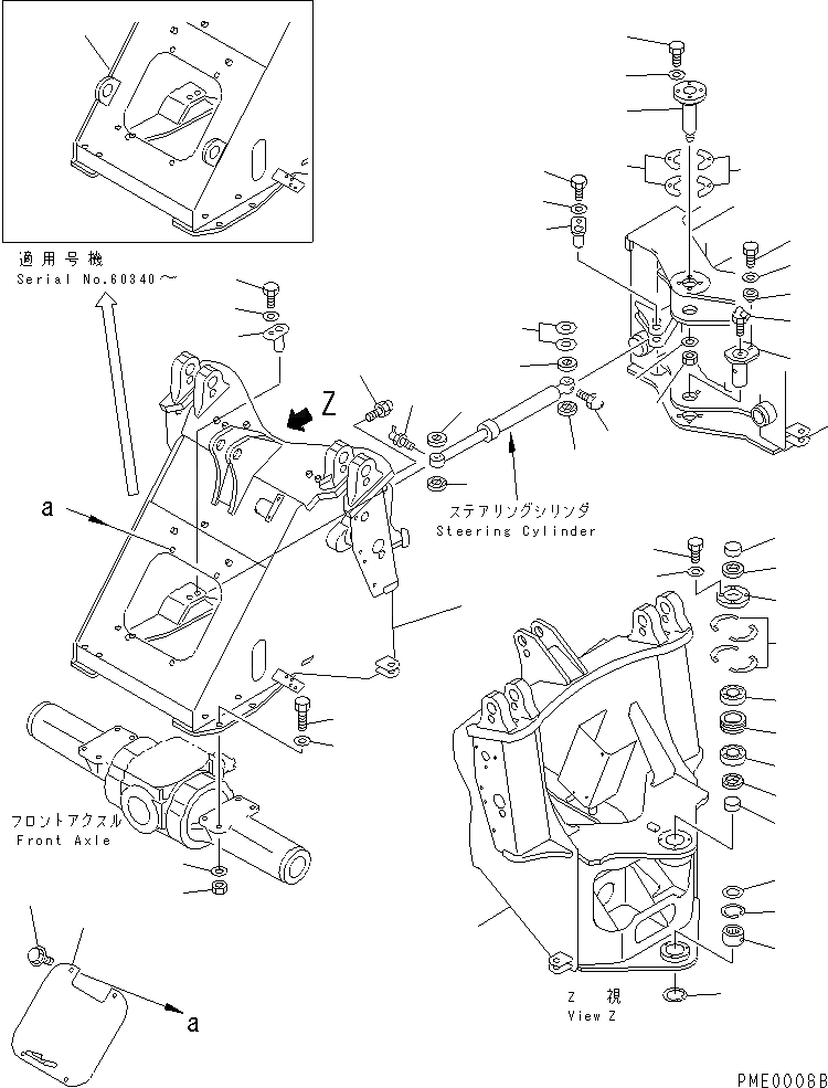 Схема запчастей Komatsu WA150-3-XW - ПЕРЕДН. РАМА (С ПЕРЕДН. НАВЕСН. ОБОРУД) (С 5-СЕКЦИОНН. УПРАВЛЯЮЩ. КЛАПАН)(№-) РАМА И ЧАСТИ КОРПУСА