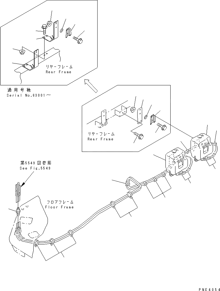 Схема запчастей Komatsu WA150-3-XW - БАЧОК ОМЫВАТЕЛЯ(С КАБИНОЙ ДЛЯ 2 ЧЕЛ.)(№-) РАМА И ЧАСТИ КОРПУСА