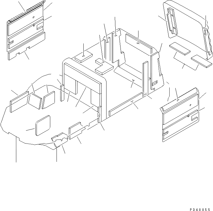 Схема запчастей Komatsu WA150-3-XW - NOISE ABATEMENT ЧАСТИ (ДЛЯ ОСНОВН. КОНСТРУКЦИЯ И КАПОТ)     (С ТАХОГРАФОМ)(№-) РАМА И ЧАСТИ КОРПУСА