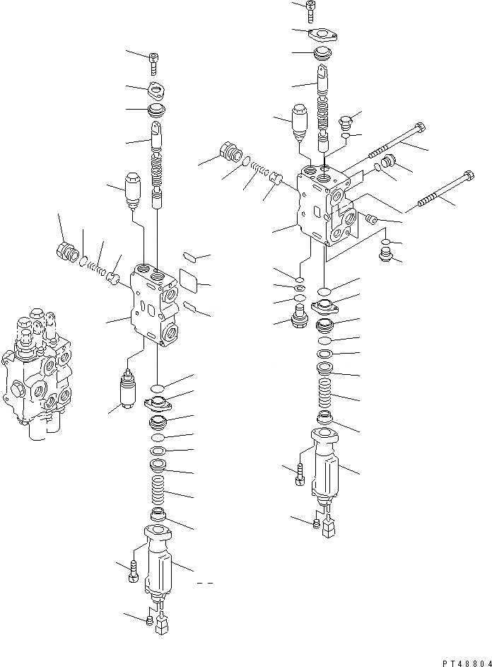 Схема запчастей Komatsu WA150-3-XW - 4-Х СЕКЦИОНН. УПРАВЛЯЮЩ. КЛАПАН (/)(№-) УПРАВЛ-Е РАБОЧИМ ОБОРУДОВАНИЕМ