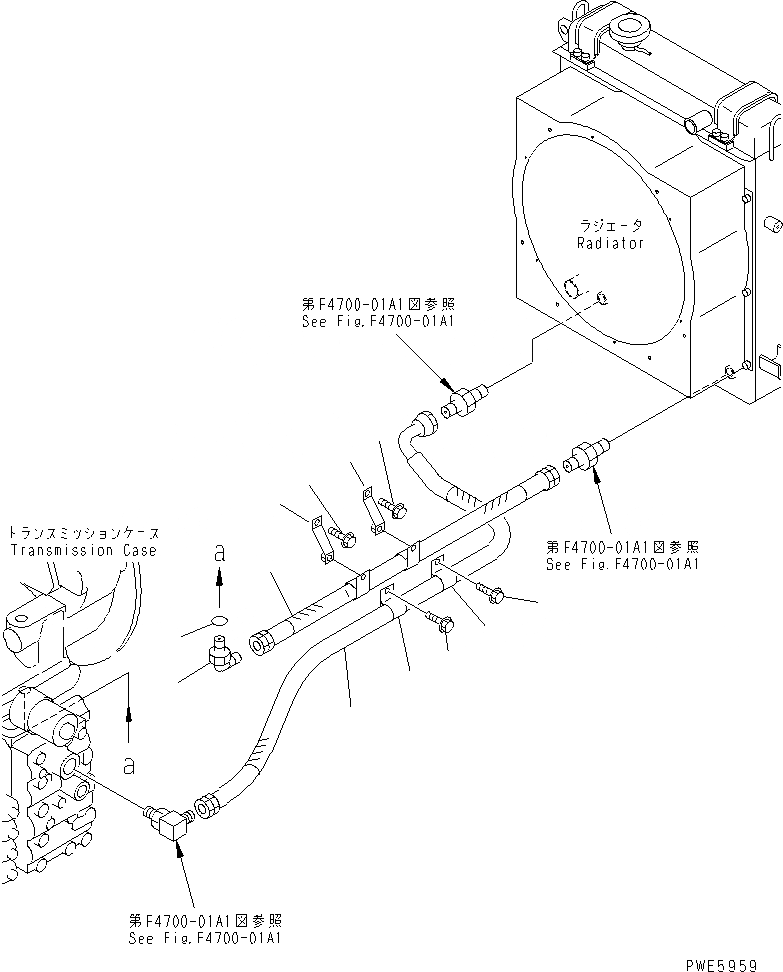 Схема запчастей Komatsu WA150-3 - ТРАНСМИССИЯ (ЛИНИИ МАСЛООХЛАДИТЕЛЯ) (С ЭКСТРЕНН. УПРАВЛ. ИЛИ   MILTI COUPLER) ТРАНСМИССИЯ
