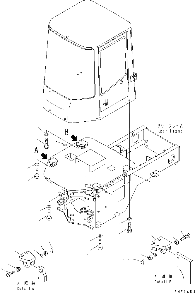 Схема запчастей Komatsu WA150-3 - КАБИНА ROPS (ЭЛЕМЕНТЫ КРЕПЛЕНИЯ)(№-) КАБИНА ОПЕРАТОРА И СИСТЕМА УПРАВЛЕНИЯ