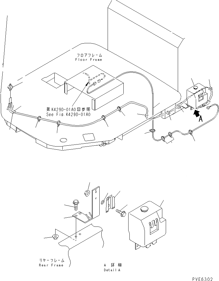 Схема запчастей Komatsu WA150-3 - ОМЫВАТЕЛЬ СТЕКЛА БАК (КАБИНА ROPS) КАБИНА ОПЕРАТОРА И СИСТЕМА УПРАВЛЕНИЯ