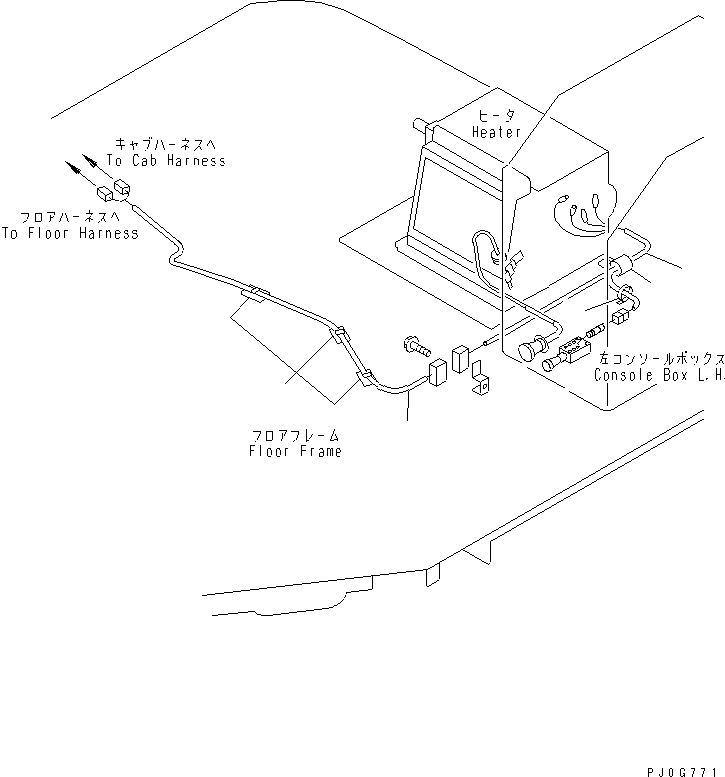 Схема запчастей Komatsu WA150-3 - ПОЛ (ЭЛЕМЕНТЫ ОБОГРЕВАТЕЛЯ) (КАБЕЛЬ УПРАВЛ-Е ТИП)(№-) КАБИНА ОПЕРАТОРА И СИСТЕМА УПРАВЛЕНИЯ